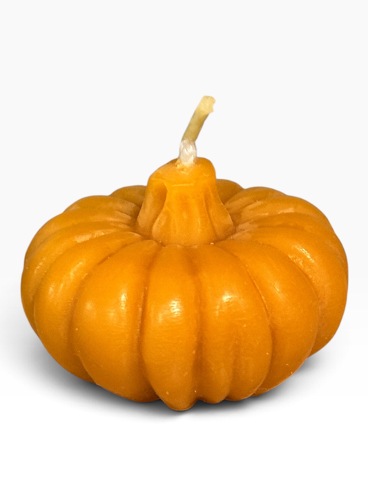 055 - Small Orange Pumpkin Beeswax Candle
