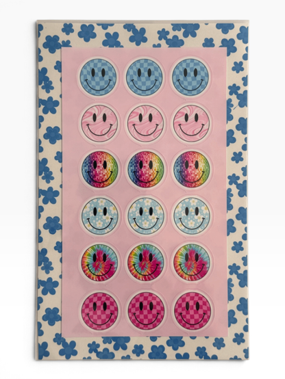 060 - Funky Smiley Face Sticker Sheet