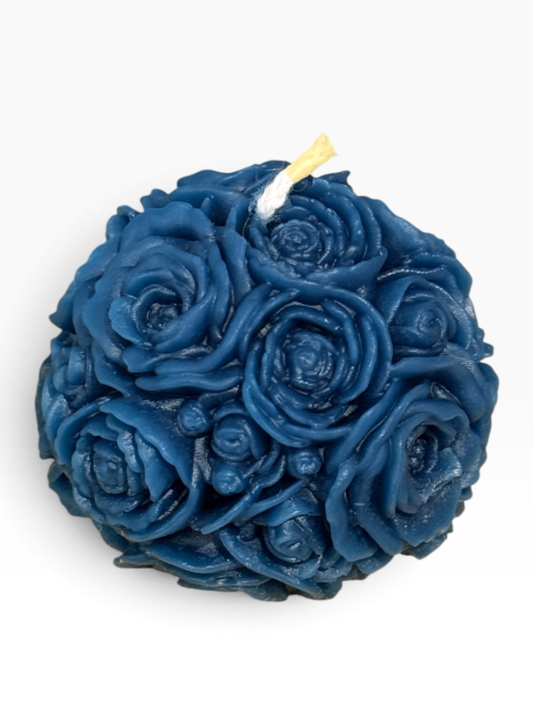 055 - Blue Flower Beeswax Candle