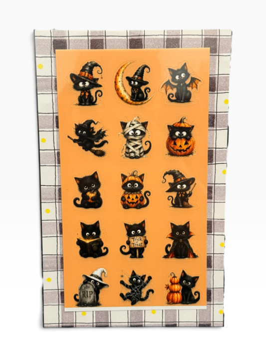 060 - Halloween Black Cats Sticker Sheet