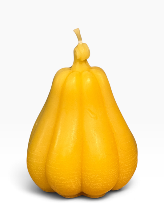055 - Golden Yellow Gourd Pumpkin Beeswax Candle