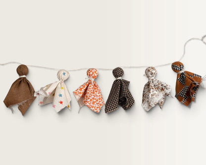 Halloween fabric ghost garland handmade with assorted spooky patterned fabrics