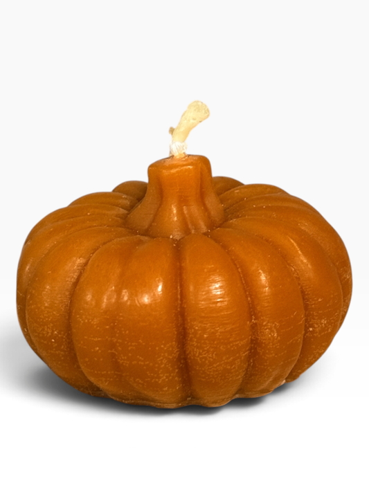 055 - Small Rust Pumpkin Beeswax Candle