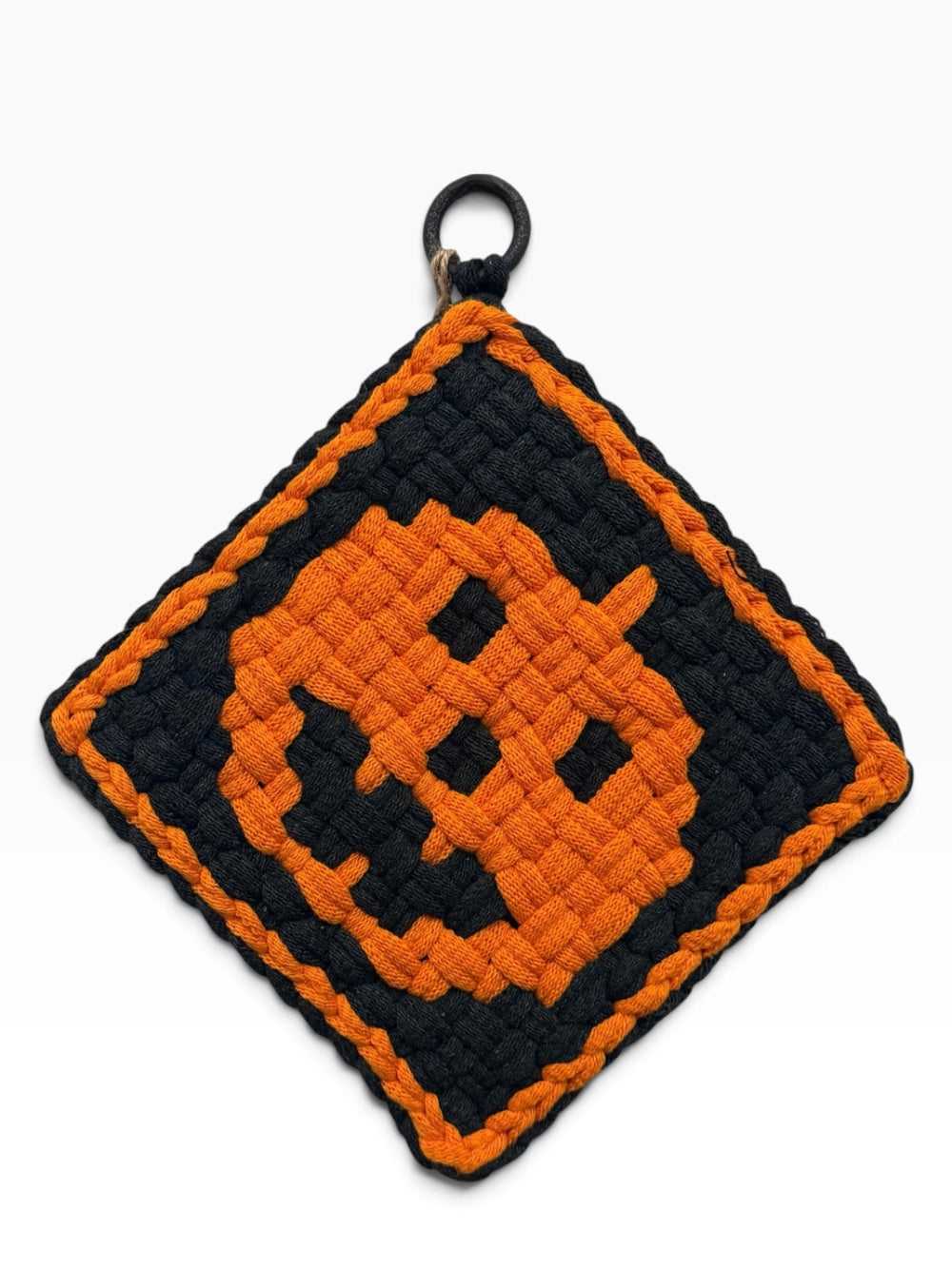 051 - Pumpkin Loom Woven Potholder
