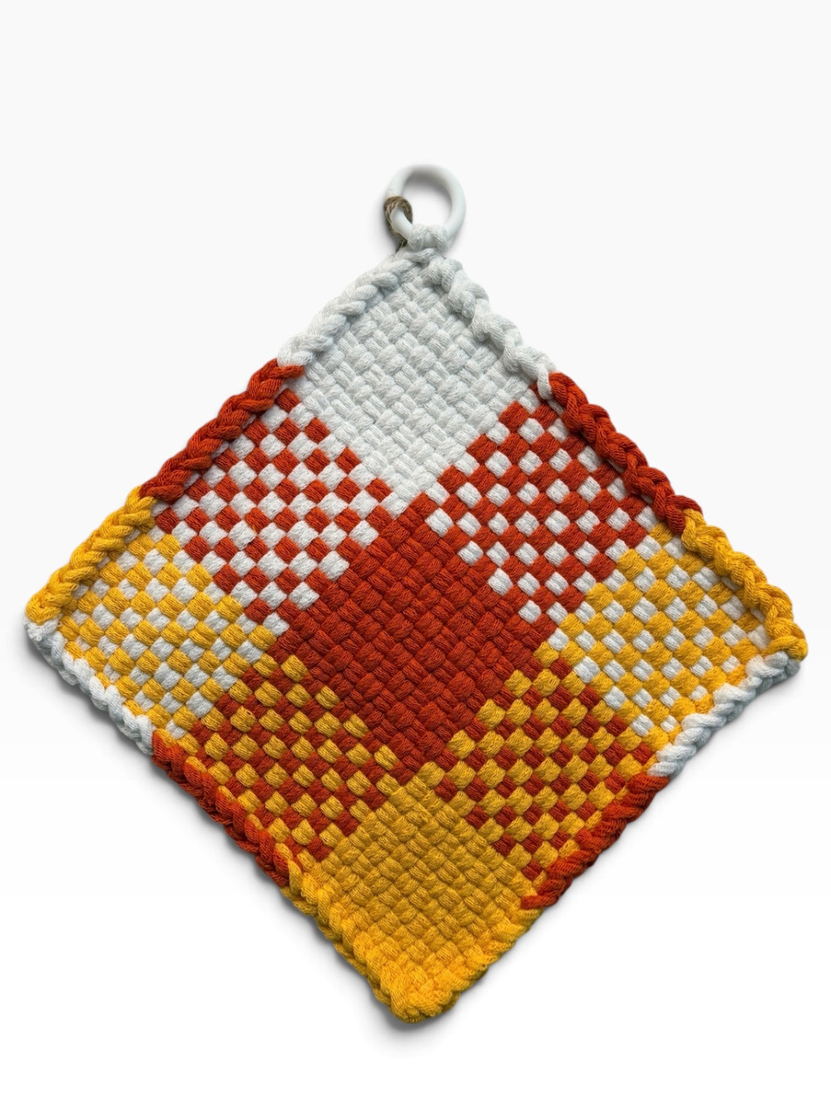 051 - Candy Corn Loom Woven Potholder