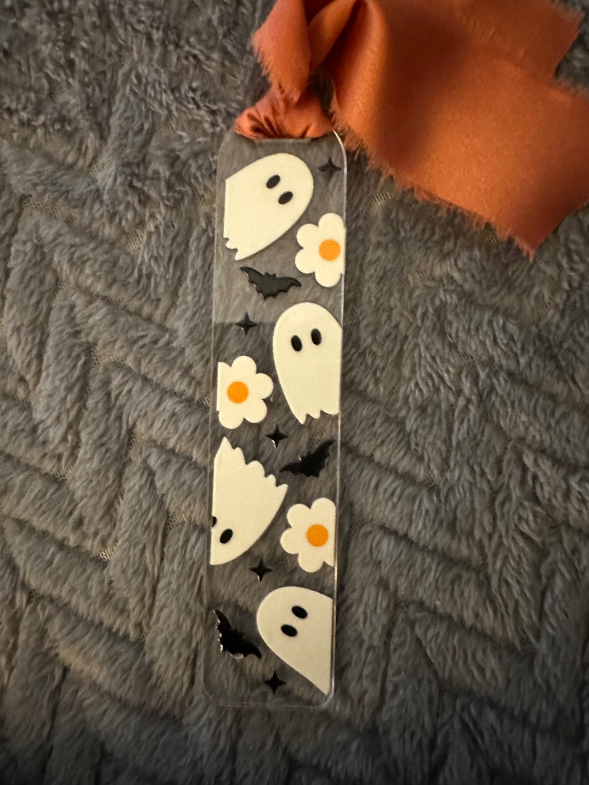 059 - Halloween Ghosts Bats and Flowers Bookmark