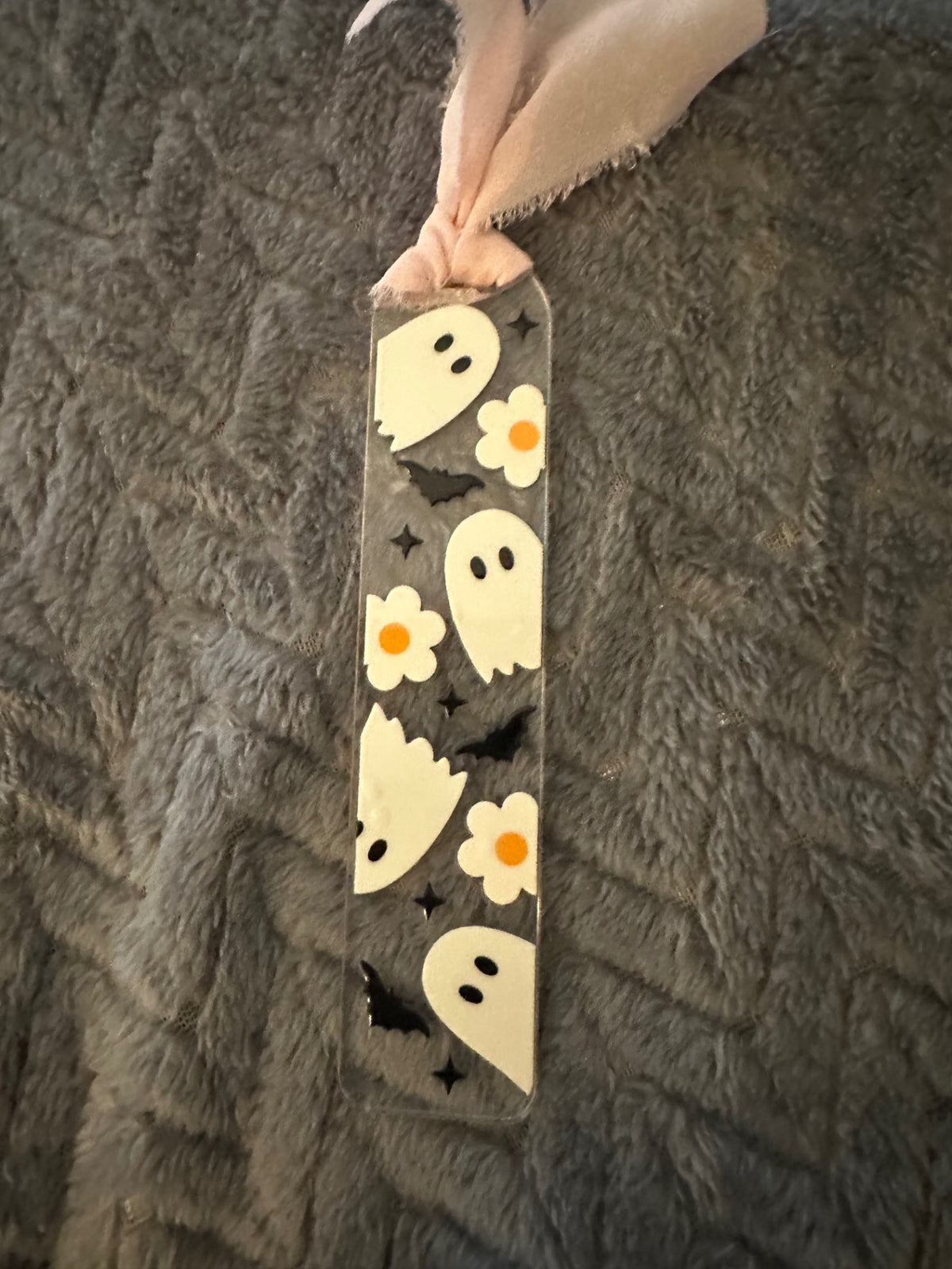 059 - Halloween Ghost Bats and Flowers Bookmark