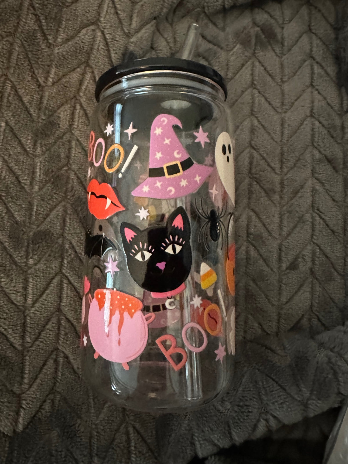 059 - Girlie Halloween Themed Glass Cup