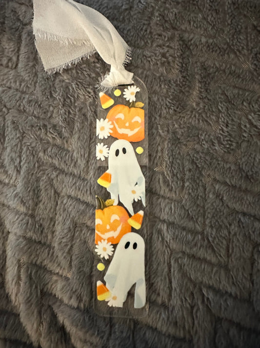 059 - Halloween Ghost Pumpkins and Candy Corn Bookmark