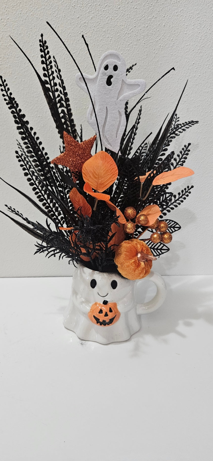 054 - Cute Ghost Mug Floral Arrangement