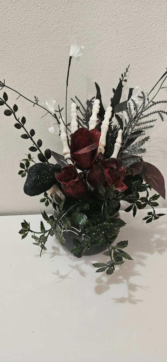 054 - Halloween Mini Caldron Floral Arrangement 