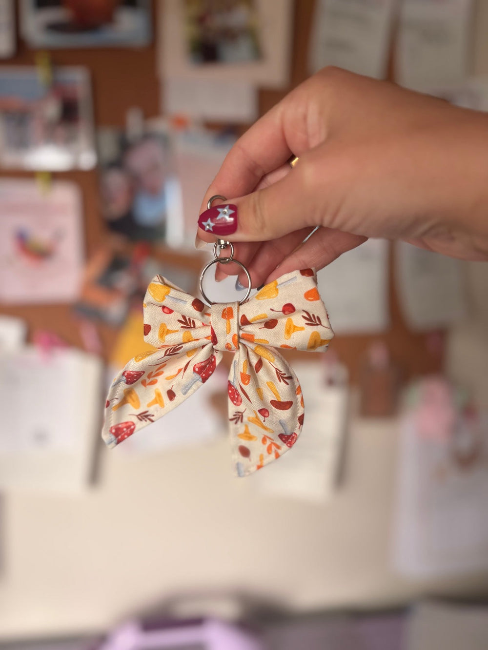 063 - Mushroom Bow Keychain