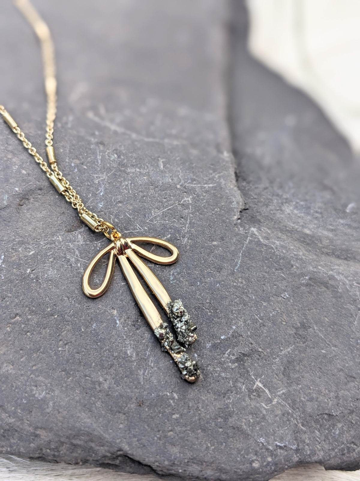 072 - Pyrite Bow Necklace