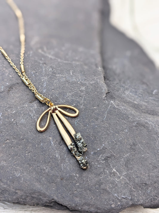 072 - Pyrite Bow Necklace