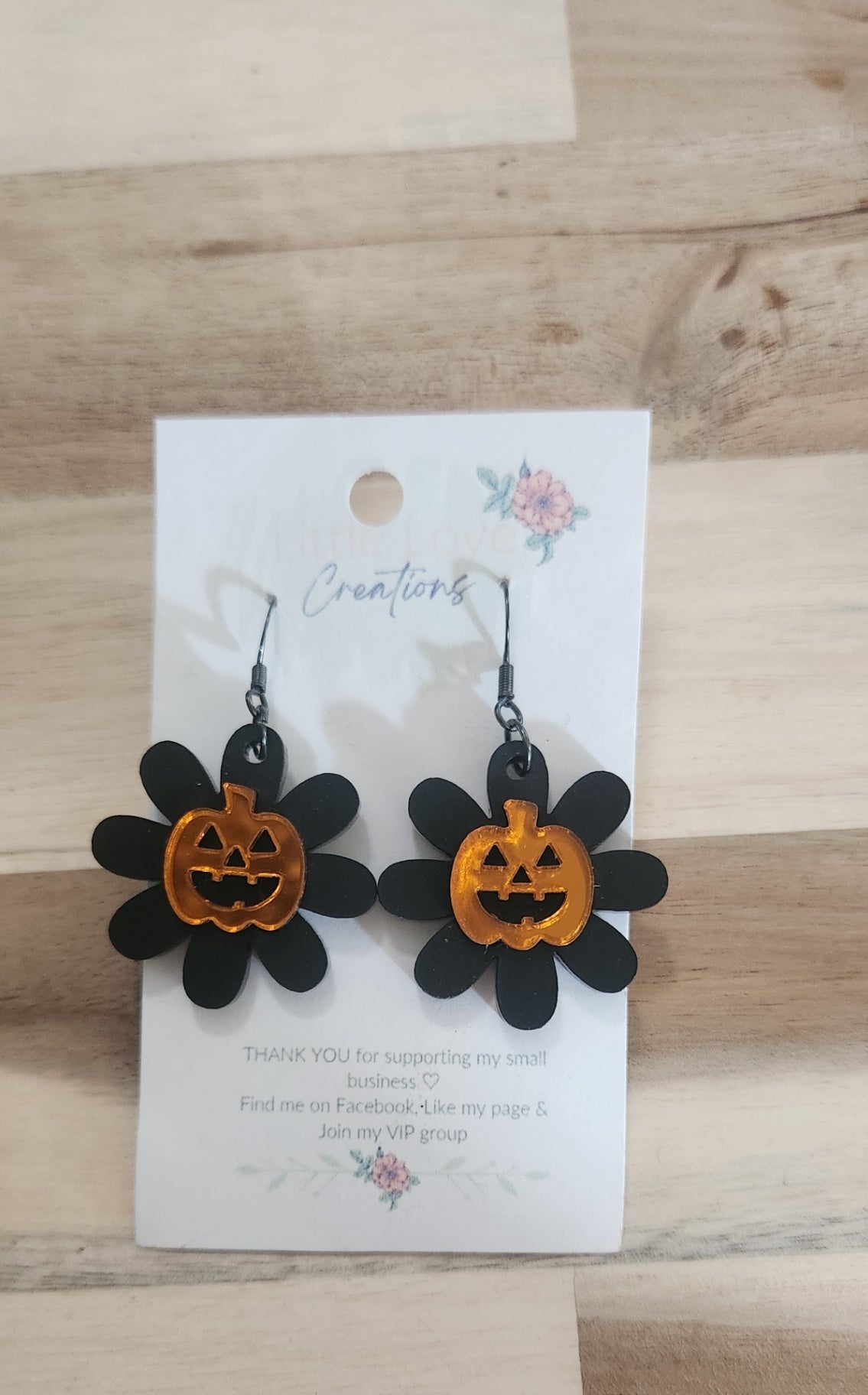 011 - Acrylic Pumpkin Flower Dangle Earrings