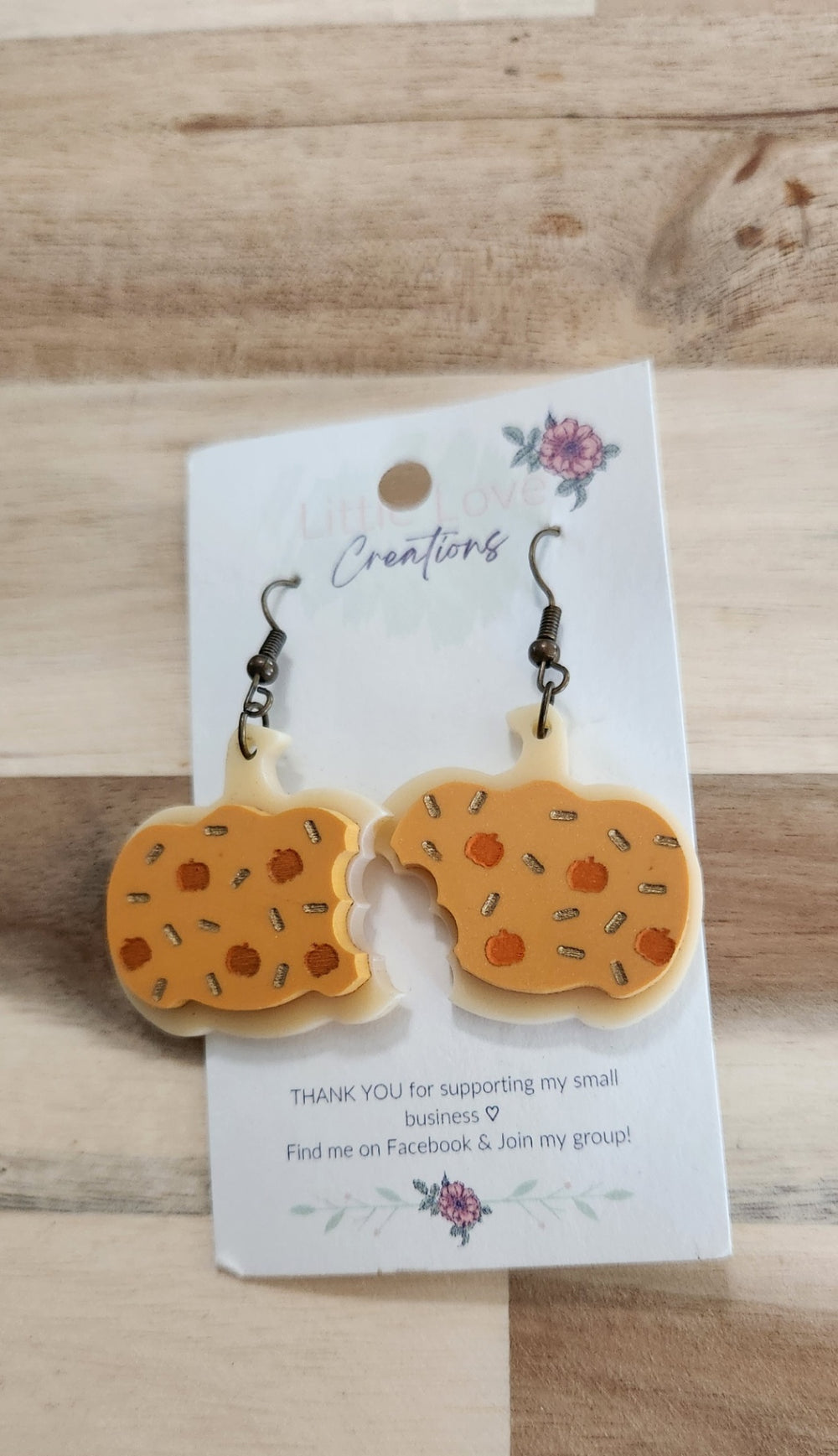 011 - Acrylic Pumpkin Cookie Dangle Earrings