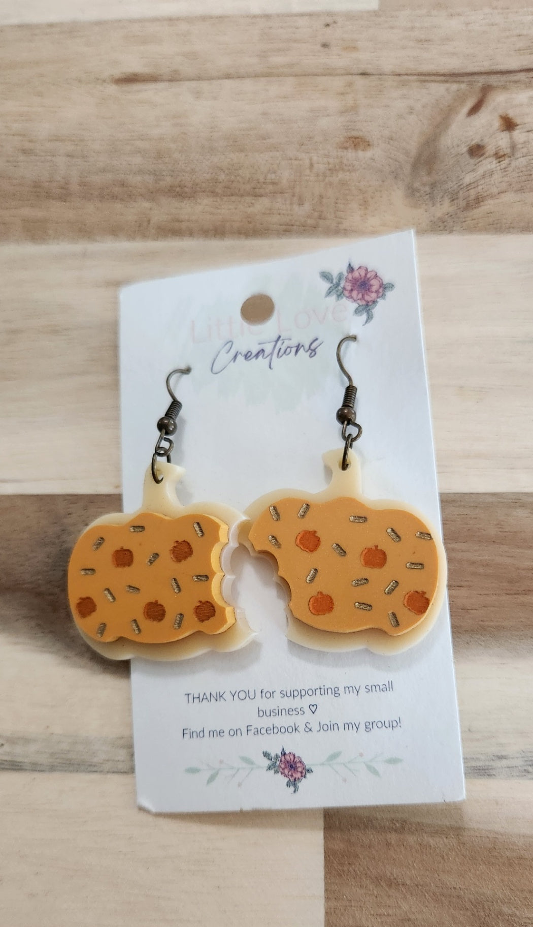 011 - Acrylic Pumpkin Cookie Dangle Earrings