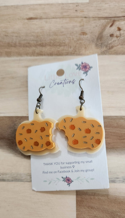 011 - Acrylic Pumpkin Cookie Dangle Earrings