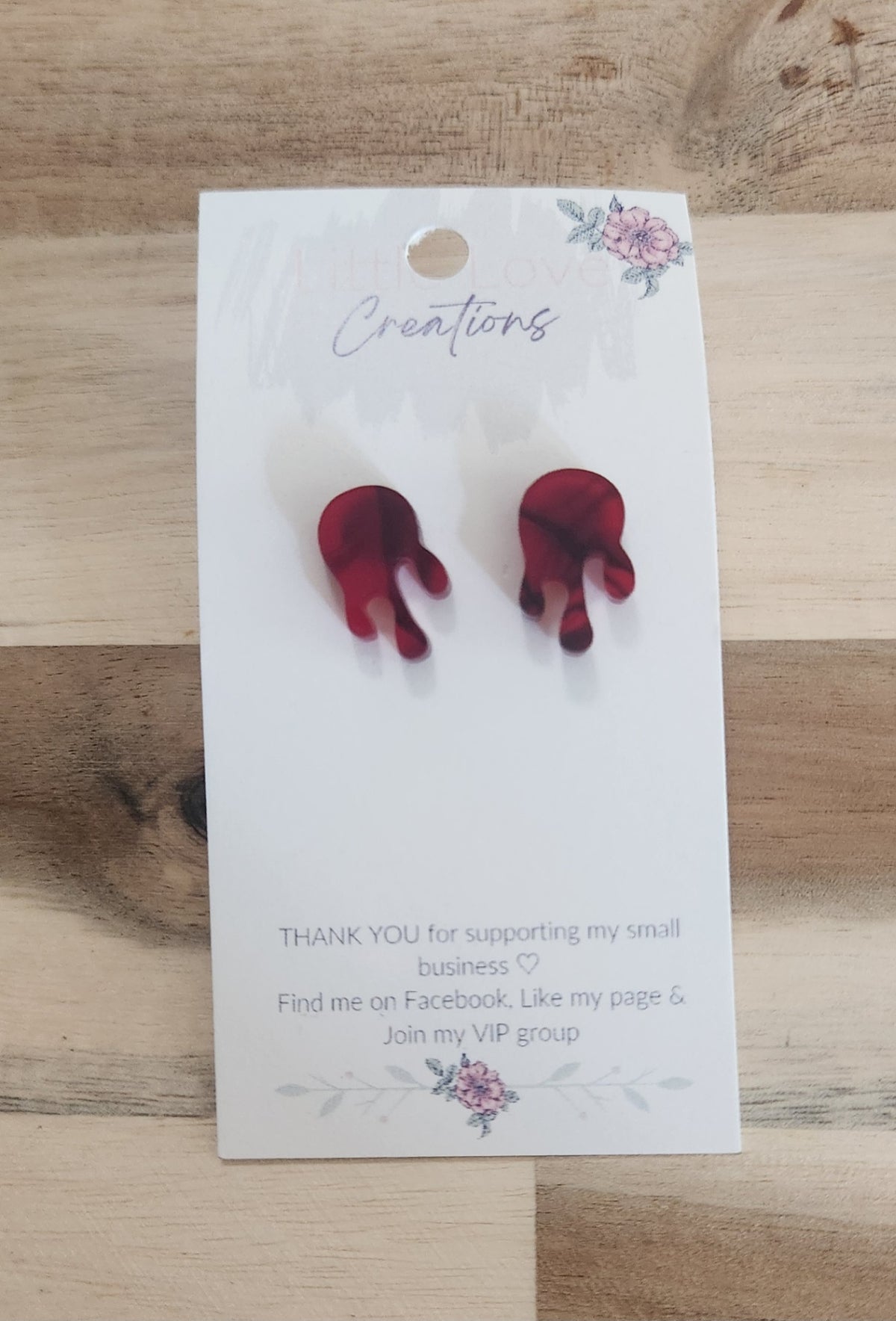 011 - Acrylic Blood Drop Stud Earrings
