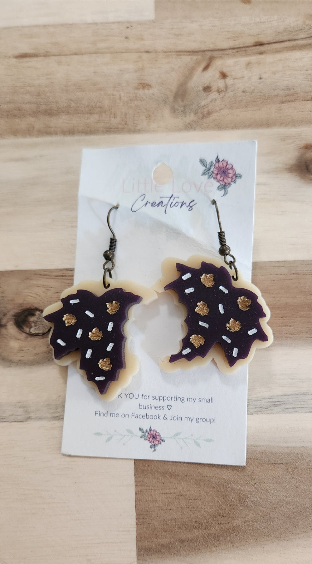 011 - Acrylic Maple Leaf Cookie Dangle Earrings
