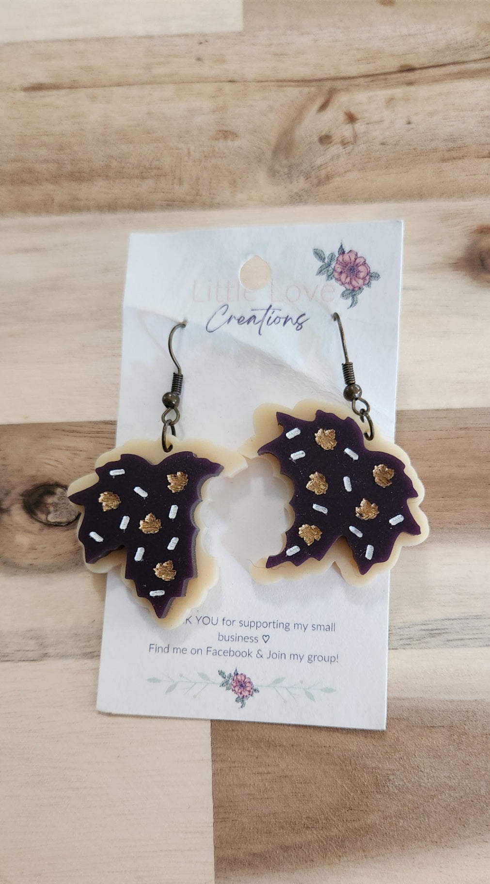 011 - Acrylic Maple Leaf Cookie Dangle Earrings