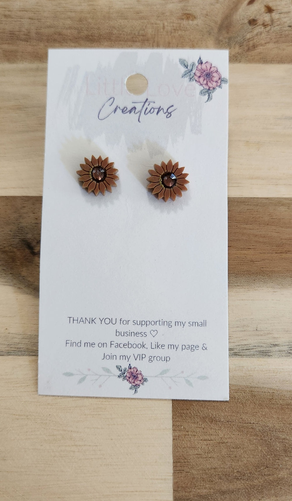 011 - Acrylic Sunflower with Gemstone Stud Earrings