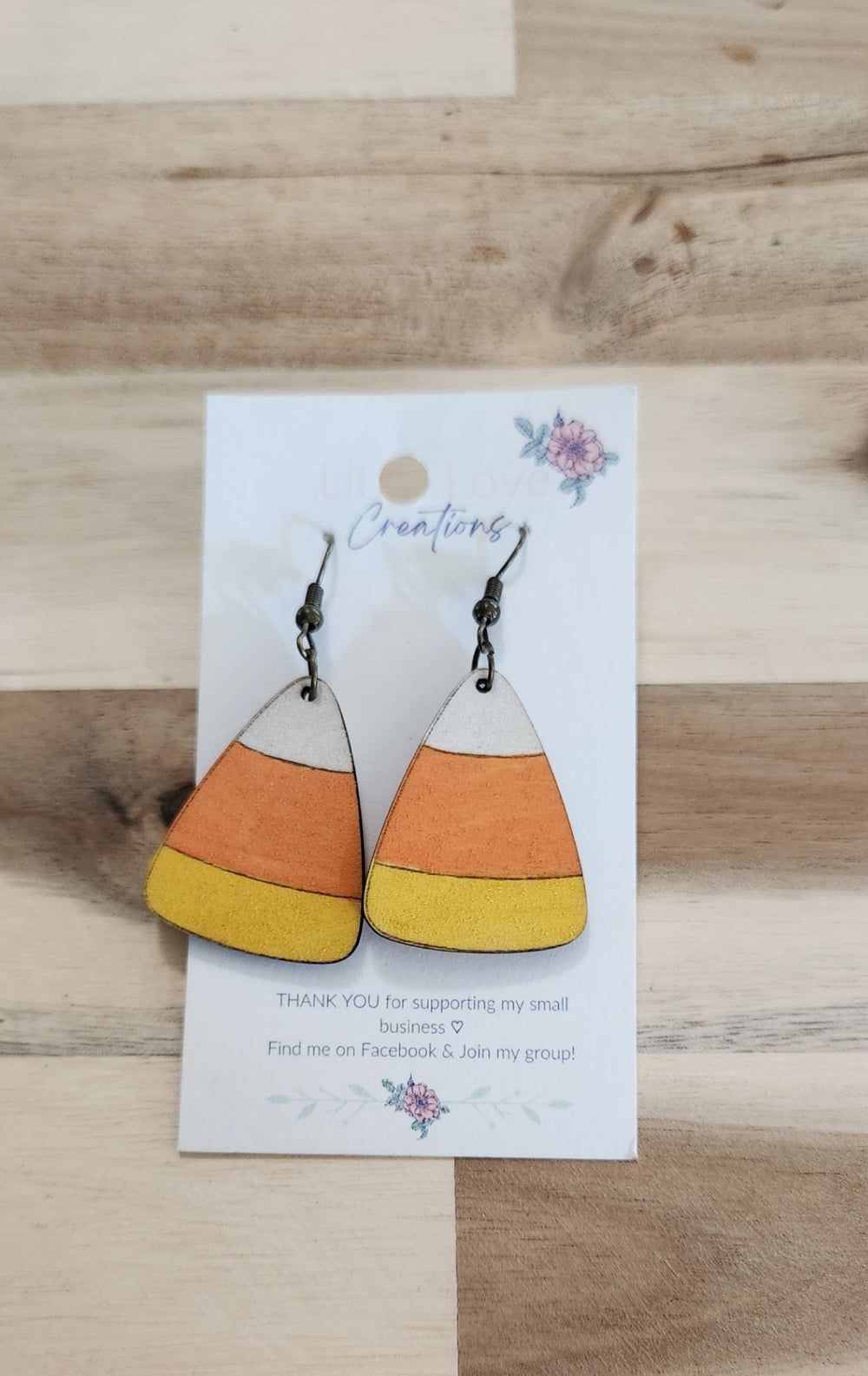 011 - Wooden Candy Corn Dangle Earrings