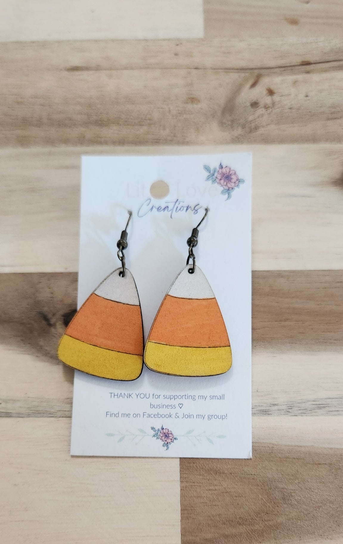 011 - Wooden Candy Corn Dangle Earrings