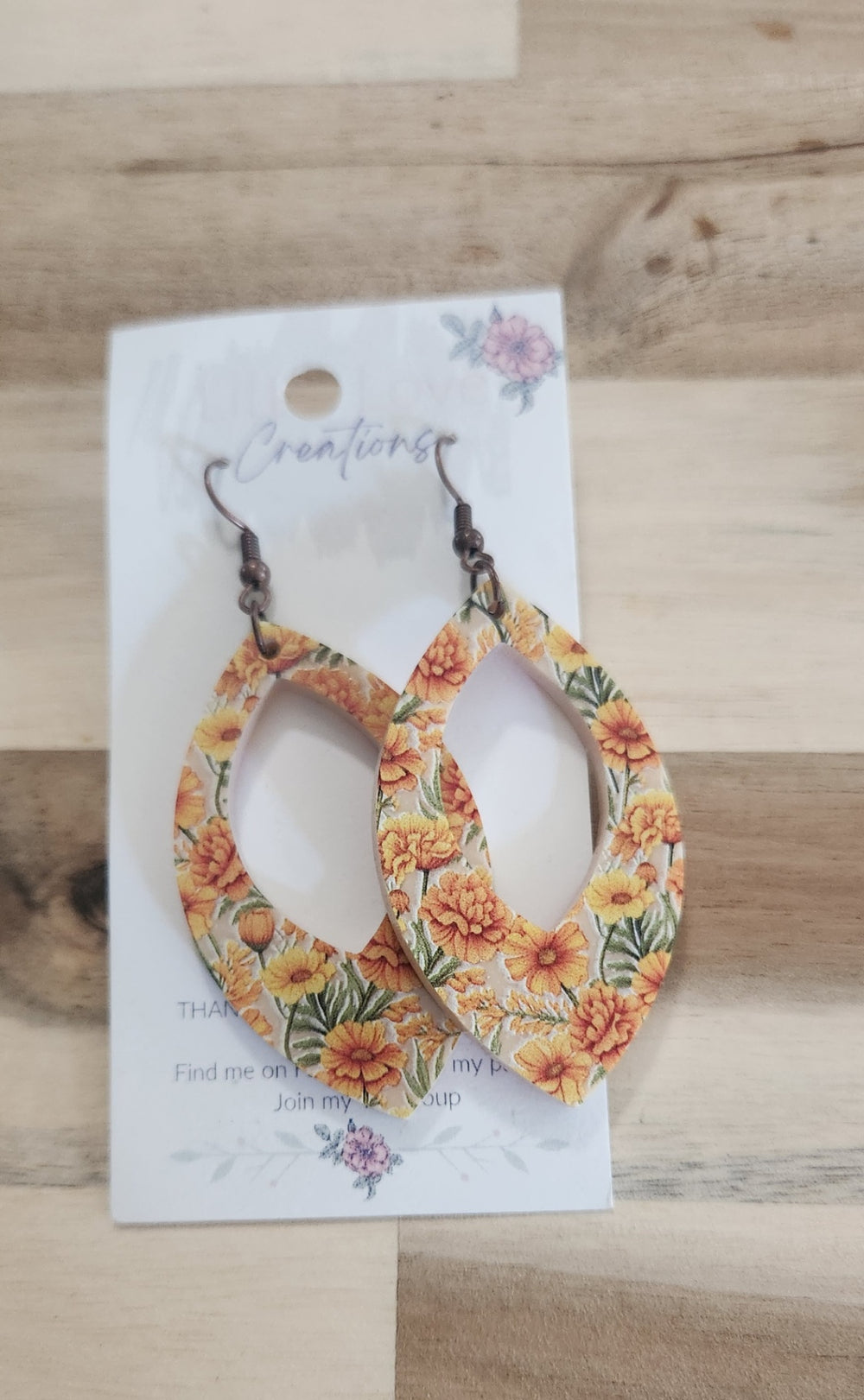 011 - Acrylic Marigold Dangle Earrings