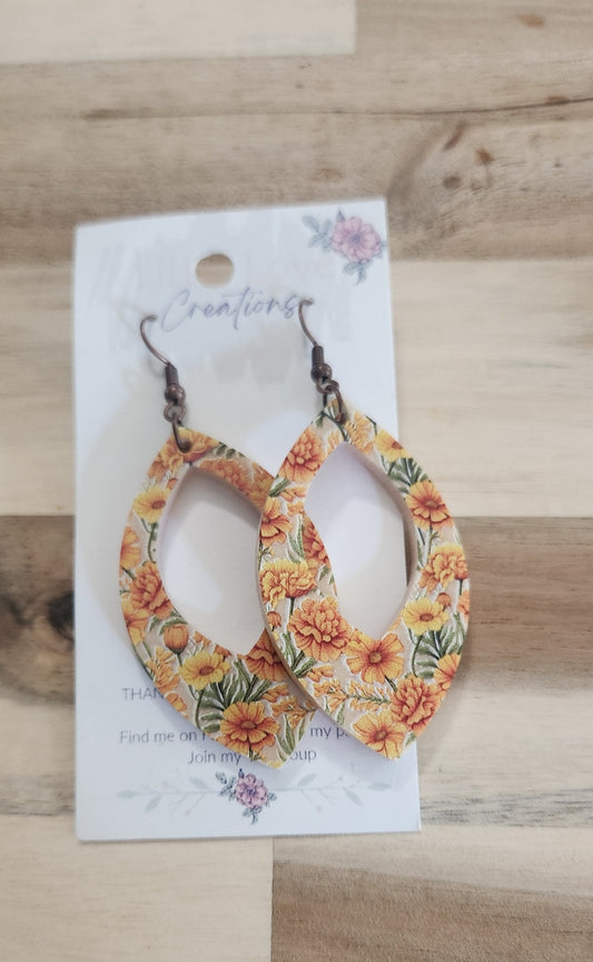 011 - Acrylic Marigold Dangle Earrings  
