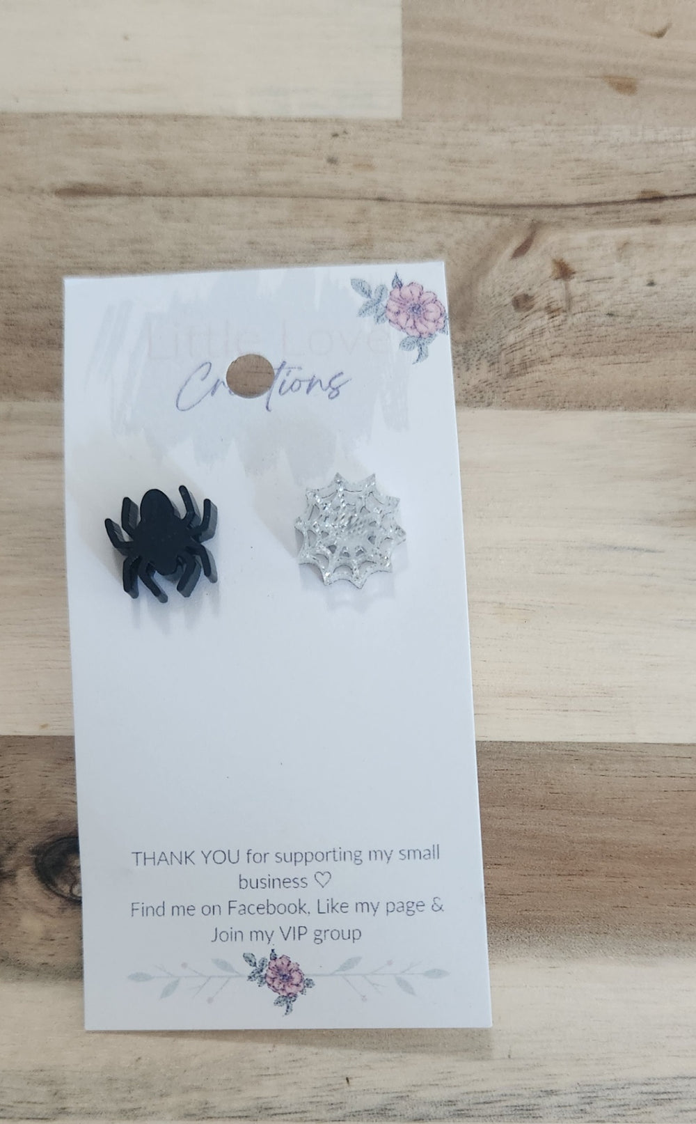 011 - Acrylic Spider and Web Mis-match Stud Earrings