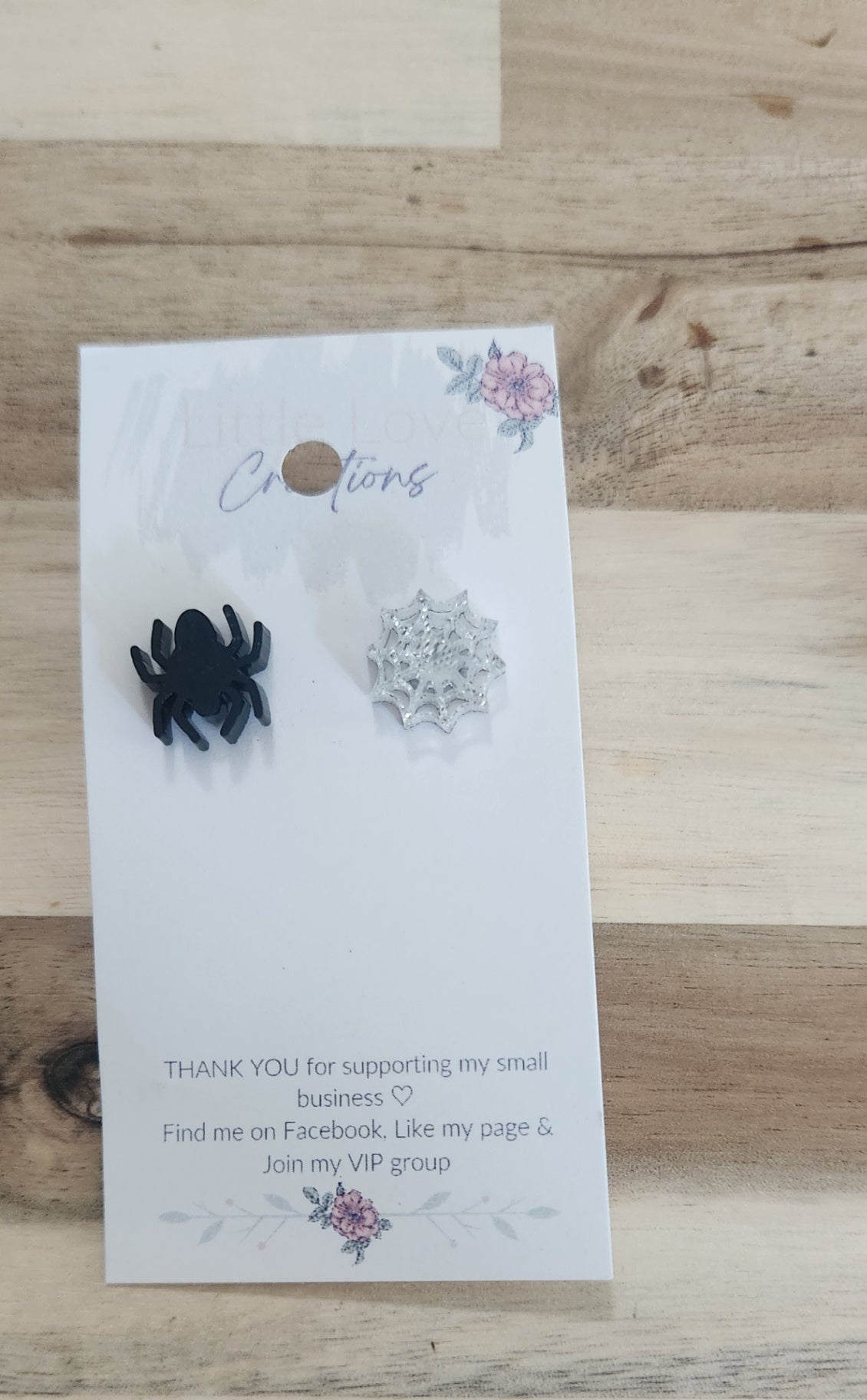 011 - Acrylic Spider and Web Mis-match Stud Earrings