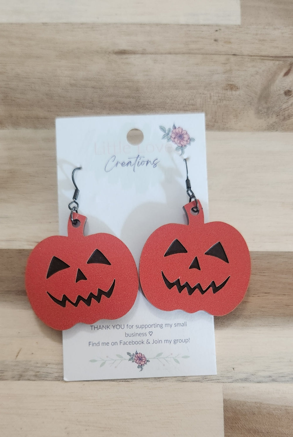 011 - Wooden Jack O Lantern Dangle Earrings