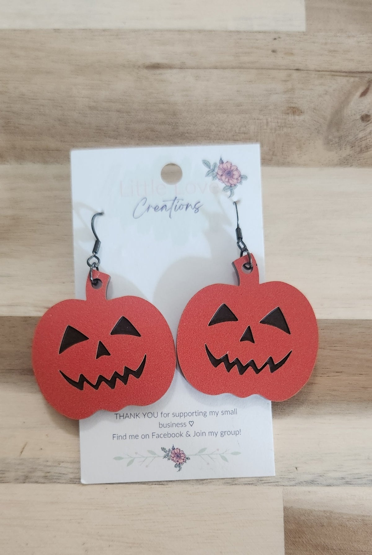 011 - Wooden Jack O Lantern Dangle Earrings