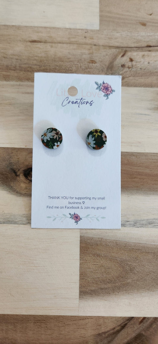 011 - Round Floral Stud Earrings