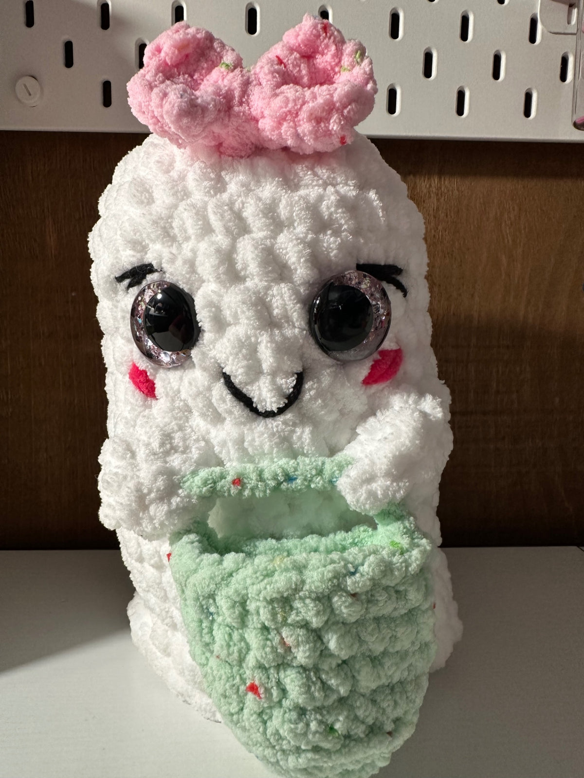 08 - Crochet Sweet Spirit Ghost with Green Basket