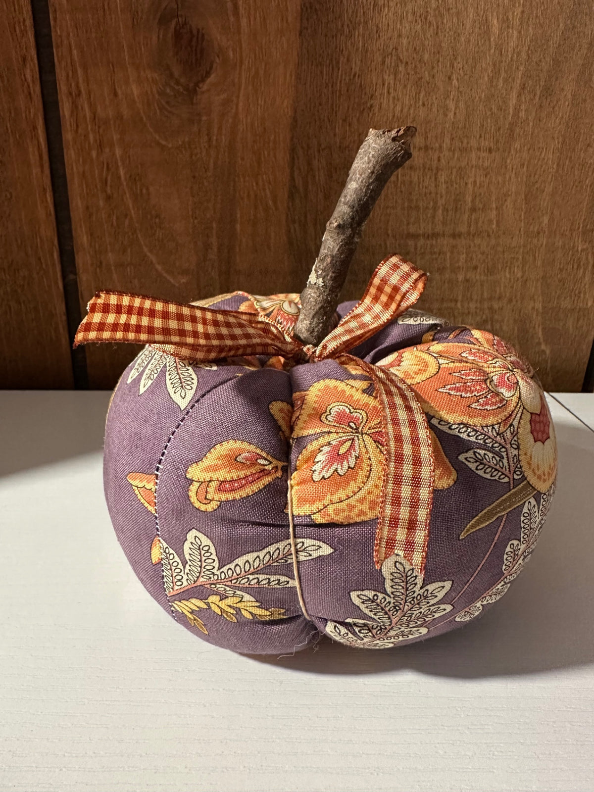 08 - Quilted Paisley Purple Pumpkin | Maroon Bow