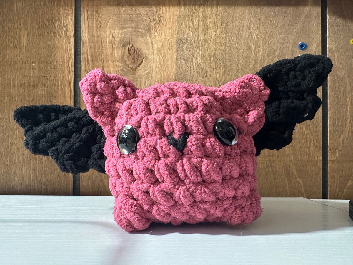 08 - Crochet Purple and Black Chunky Bat Plushie