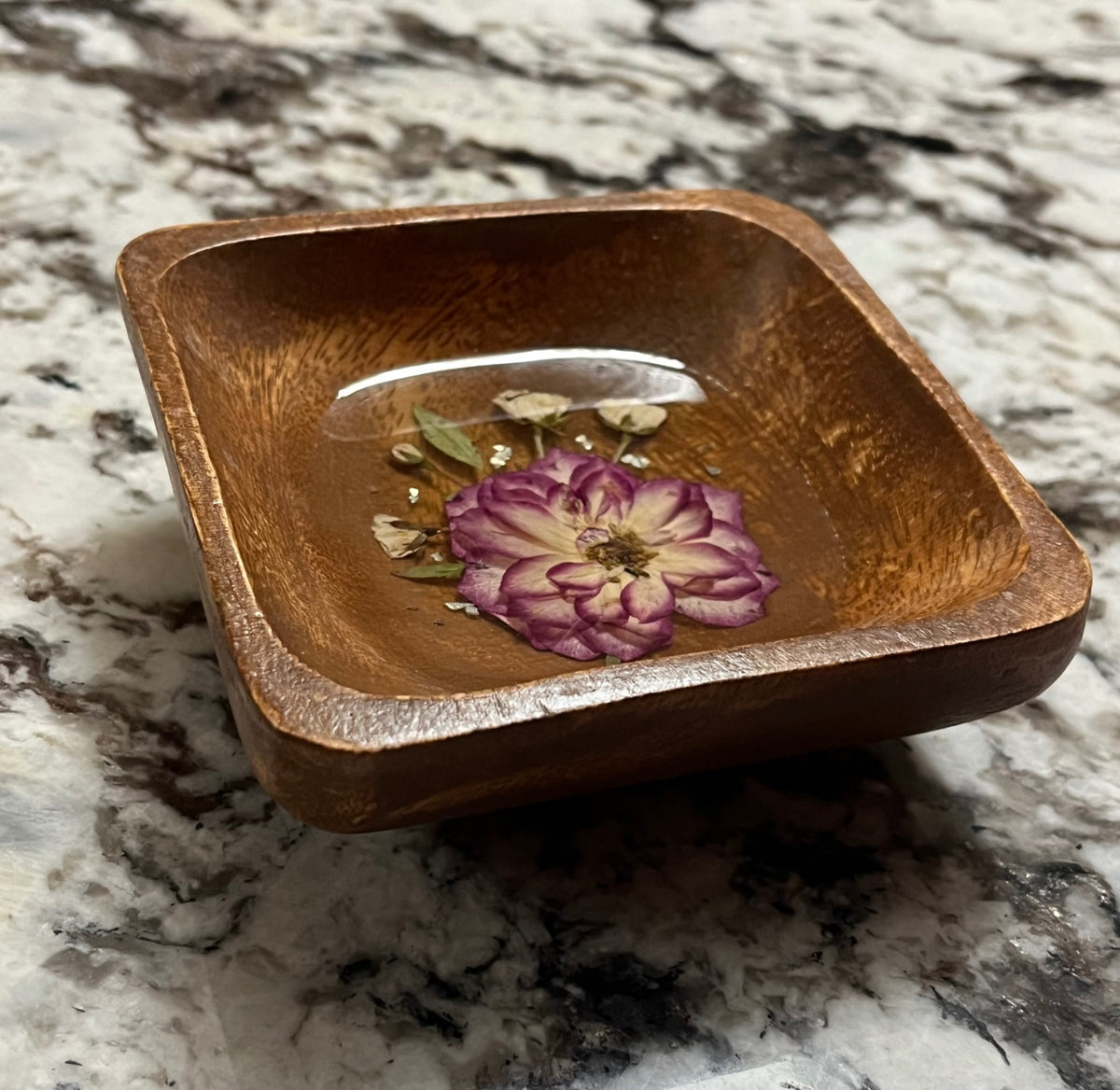 Wooden Bloom Resin Trinket Bowl 