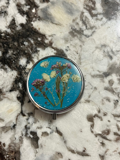 Pressed Flower On-the-Go Round Pill Case