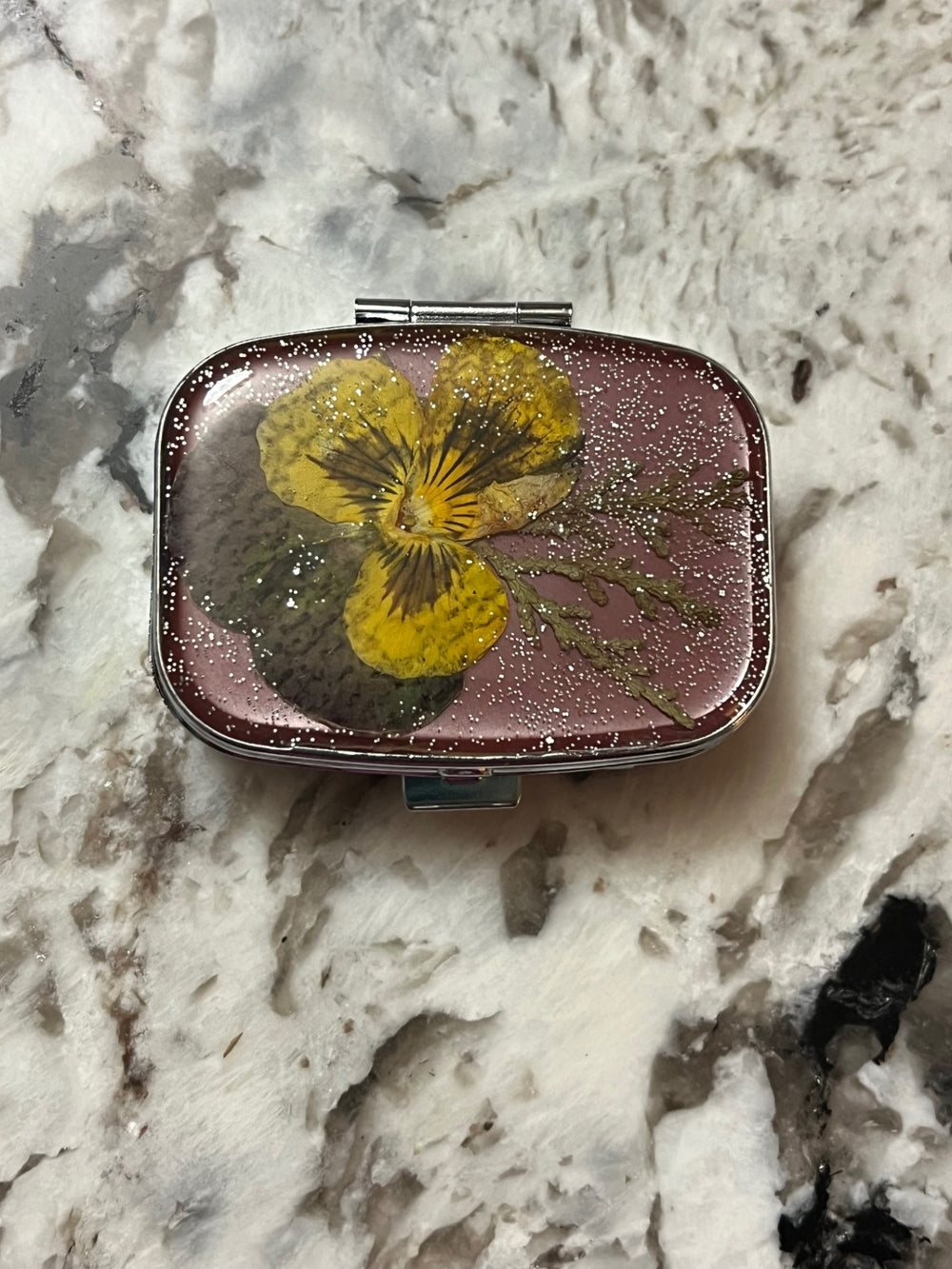 Pressed Flower On-the-Go Two Compartment Pill Case