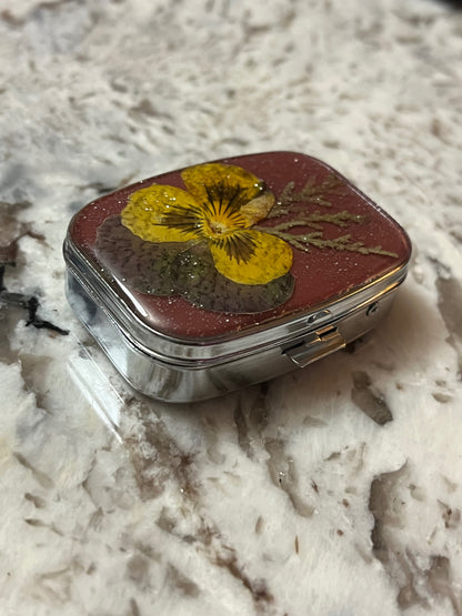 Pressed Flower On-the-Go Two Compartment Pill Case