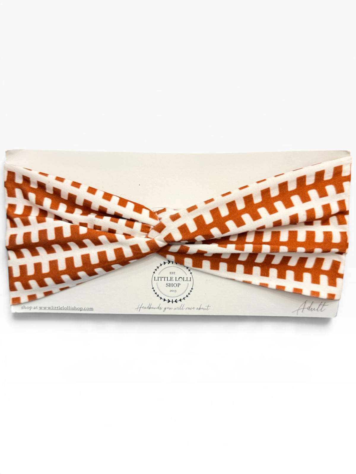 035 - Rust Football Stitch Twist Knot Headband