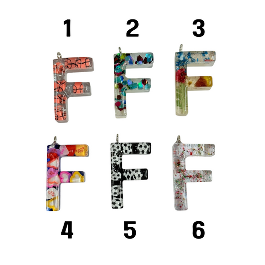 017 - Resin Letter "F" Charms for Keychains