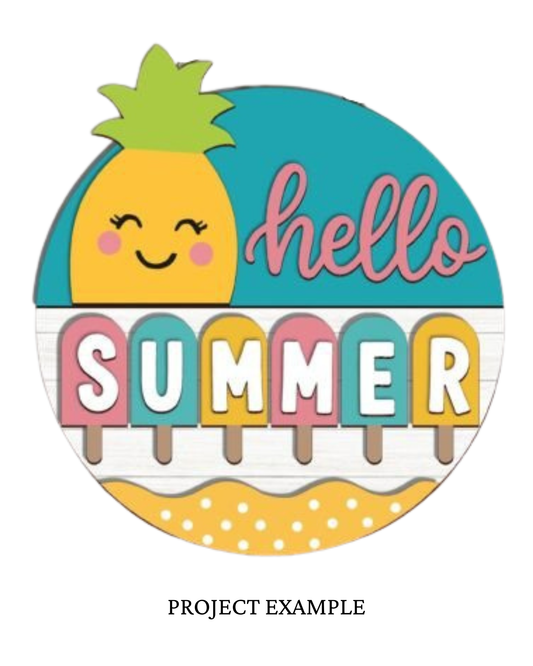 Hello Summer Pineapple Pops Round Sign | Creative Table Project