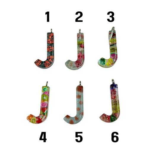 017 - Resin Letter "J" Charms for Keychains