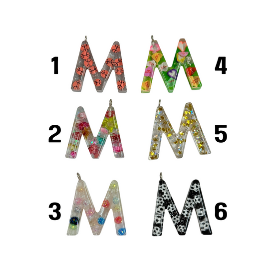 017 - Resin Letter "M" Charms for Keychains