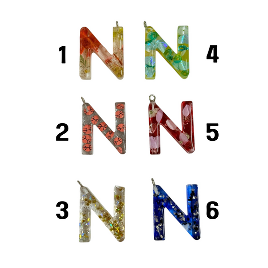 017 - Resin Letter "N" Charms for Keychains