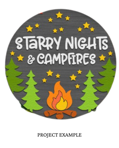 Starry Night and Campfires Round Sign | Creative Table Project