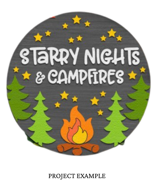 Starry Night and Campfires Round Sign | Creative Table Project